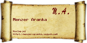 Menzer Aranka névjegykártya